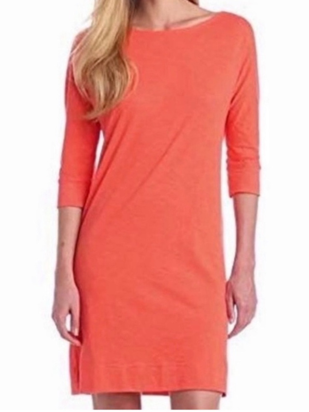 Lilly Pulitzer Coral Orange Cassie Dress Slub Jersey 100% Pima Cotton Sz XS
